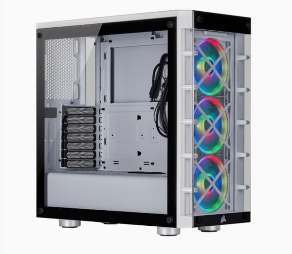 CORSAIR iCUE 465X RGB - Tower - ATX - sidepanel med vindu (herdet glass) - ingen strømforsyning (ATX) - hvit - USB/lyd