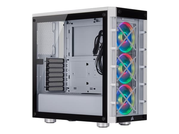 CORSAIR iCUE 465X RGB - Tower - ATX - sidepanel med vindu (herdet glass) - ingen strømforsyning (ATX) - hvit - USB/lyd Hvit