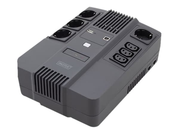 DIGITUS All-in-One UPS - UPS - AC 220-240 V - 480 watt - 800 VA - 9 Ah - USB - utgangskontakter: 7 Sort