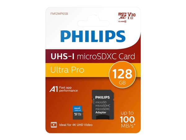 Philips FM12MP65B, 128 GB, MicroSDXC, Luokka 10, UHS-I, Class 3 (U3), V30
