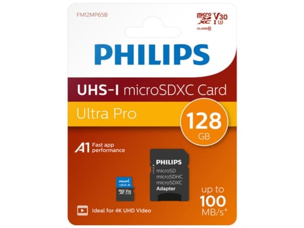 Philips FM12MP65B, 128 GB, MicroSDXC, Luokka 10, UHS-I, Class 3 (U3), V30