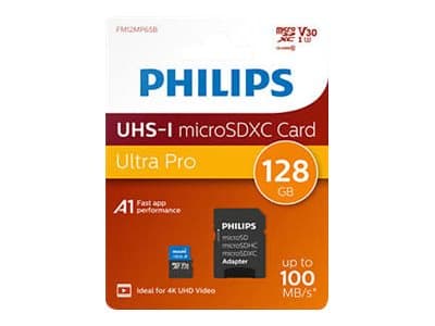 Philips Ultra Pro FM12MP65B - Flashminnekort (SD-adapter inkludert) - 128 GB - A1 / Video Class V30 / UHS-I U3 / Class10 - microSDXC