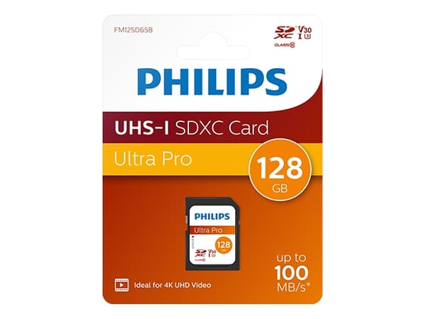Philips FM12SD65B - Flash-minneskort - 128 GB - Video Class V30 / UHS-I U3 / Class10 - SDXC UHS-I
