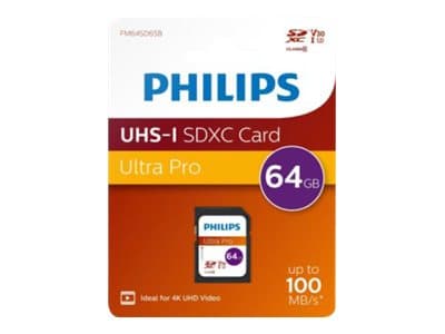 Philips Ultra Pro FM64SD65B - Flashminnekort - 64 GB - Video Class V30 / UHS-I U3 / Class10 - SDXC UHS-I
