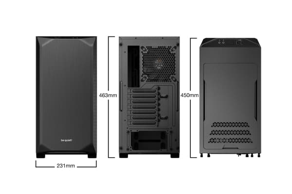 var tyst! Pure Base 500 - Miditower - ATX / Micro-ATX / ITX - ingen strömförsörjning - USB / Audio - Svart (inkl. 2 x Pure Wings 2 fläktar)