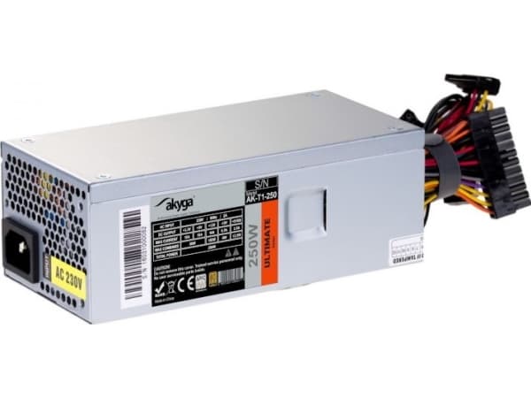 Akyga Ultimate Series AK-T1-250 - Virtalähde (sisäinen) - TFX12V - 80 PLUS Gold - AC 230 V - 250 Watt - aktiivinen PFC - harmaa