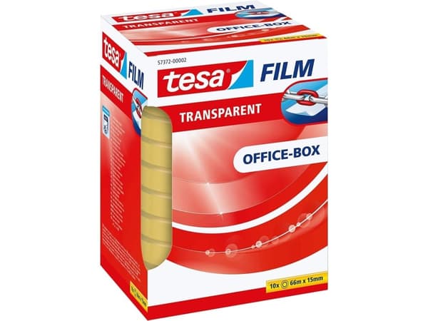 TESA tesafilm, 66 m, Transparent, Polypropylen, 15 mm, Låda, 10 styck