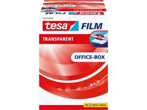 TESA tesafilm, 66 m, Transparent, Polypropylen, 15 mm, Låda, 10 styck