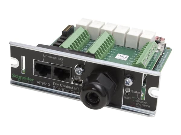 Schneider Dry Contact I/O SmartSlot-kortti - UPS-hallintamoduuli - lajittelu - P/N: SMTL1000RMI2UC, SMX1000C, SMX1500RM2UC, SMX1500RM2UCNC, SMX750C,
