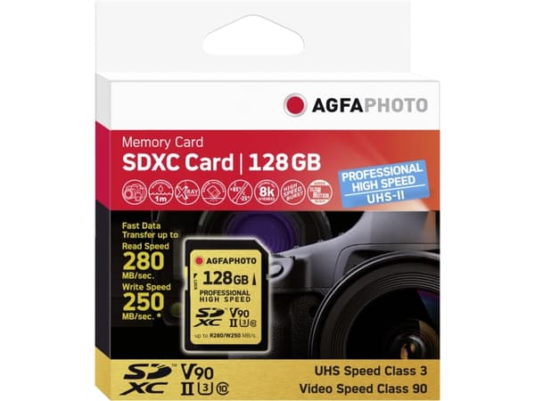 AgfaPhoto 10622 128GB MicroSDXC Class 10 UHS-II 280MB/s 250MB/s