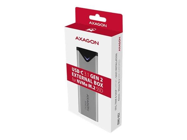 AXAGON EEM2-UG2 - Lagringspakning - M.2 - M.2 NVMe-kort / PCIe (NVMe) - USB 3.2 (Gen 2) Sort, Grå