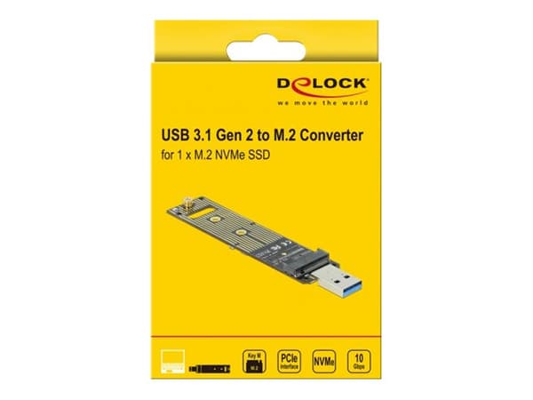DeLOCK - Lagringskontroll - M.2 - M.2 NVMe-kort - 10 Gbit/s - USB 3.1 (Gen 2)