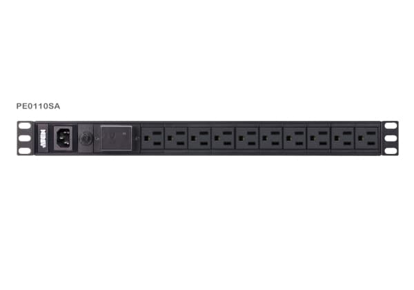 ATEN Basic PDU PE0110SG-AT-G - Strømfordelerenhet (kan monteres i rack) - AC 100-240 V - 2400 VA - inngang: IEC 60320 C14 - utgangskontakter: 10 (10