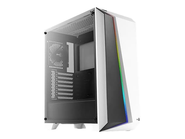 AeroCool Cylon Pro - Tempered Glass Edition - tower - ATX - genomskinlig sidopanel (härdat glas) - ingen strömförsörjning (ATX) - vit - USB/ljud Vit