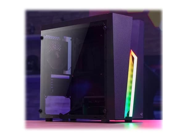 AeroCool Bolt Mini - Tower - micro ATX - genomskinlig sidopanel (akryl) - ingen strömförsörjning (ATX) - svart - USB/ljud