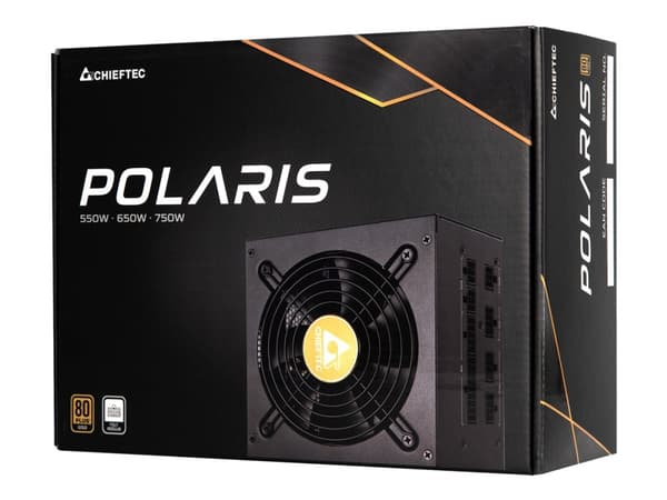 Chieftec Polaris Series 750W - Strømforsyning (intern) - ATX12V 2.4/ EPS12V - 80 PLUS Gold - AC 100-240 V - 750 watt - aktiv PFC Sort