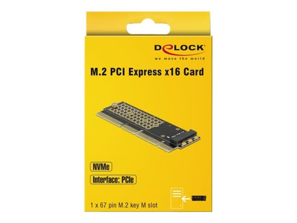 Delock PCI Express x16 (x4 / x8) Card to 1 x NVMe M.2 Key M for Server - Kontrollerkort - 1 Kanal - M.2 Card - PCIe 3.0 x16