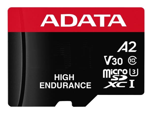 ADATA High Endurance - Flash-minneskort (microSDXC till SD-adapter inkluderad) - 256 GB - A2 / Video Class V30 / UHS-I U3 / Class10 - mikroSDXC UHS-I
