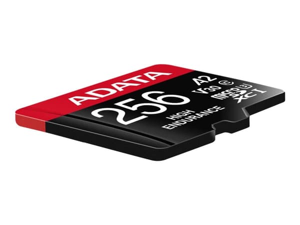 ADATA High Endurance - Flash-minneskort (microSDXC till SD-adapter inkluderad) - 256 GB - A2 / Video Class V30 / UHS-I U3 / Class10 - mikroSDXC UHS-I