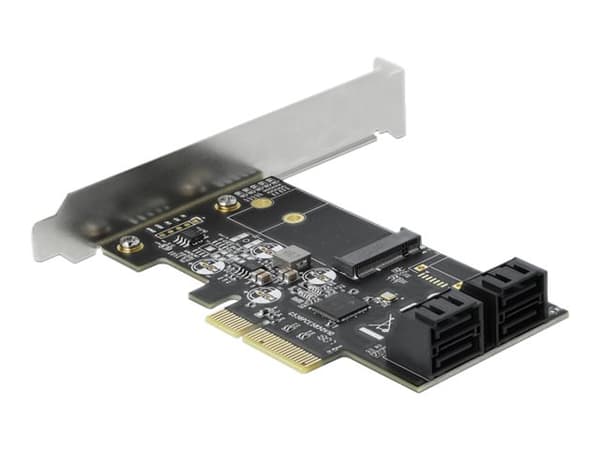 Delock - Kontrollerkort - SATA 6Gb/s - låg profil - PCIe 3.0 x4 Svart, Grön, Grå