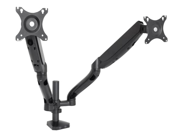 ART L-18GD - Monteringssats - dubbelarm som kan justeras i full rörelse - för 2 LCD-skärmar - metall - svart - skärmstorlek: 10"-32" - monterbar på s