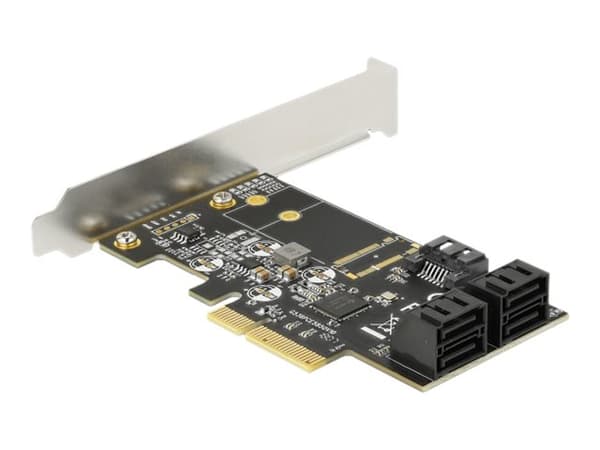 Delock PCI Express Card x4 > 5 x internal SATA 6 Gb/s - Kontrollerkort - SATA 6Gb/s - låg profil - PCIe 3.0 x4 Grön