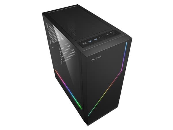 Sharkoon RGB FLOW - Tower - ATX - genomskinlig sidopanel (härdat glas) - ingen strömförsörjning - USB/ljud