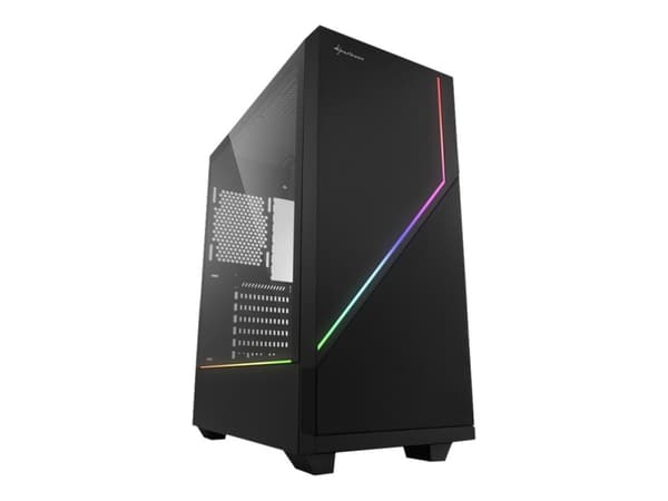 Sharkoon RGB FLOW - Tower - ATX - genomskinlig sidopanel (härdat glas) - ingen strömförsörjning - USB/ljud Svart