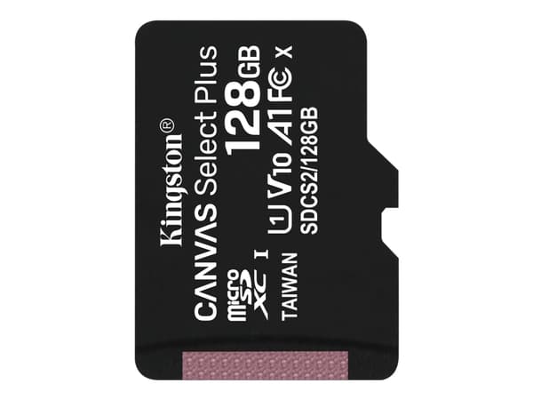 Kingston Canvas Select Plus - Flashminnekort - 128 GB - A1 / Video Class V10 / UHS Class 1 / Class10 - microSDXC UHS-I