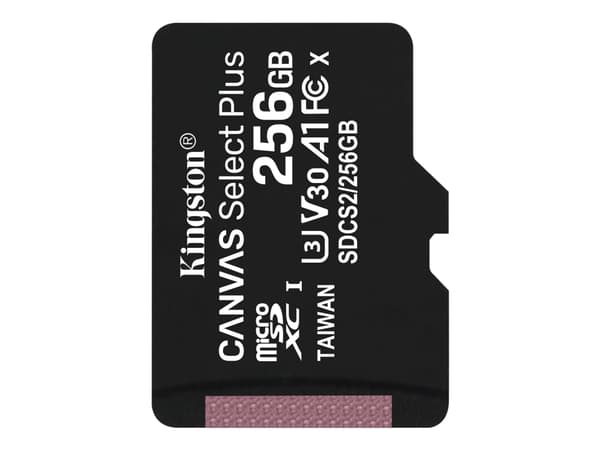 Kingston Canvas Select Plus - Flashminnekort - 256 GB - A1 / Video Class V30 / UHS Class 3 / Class10 - microSDXC UHS-I