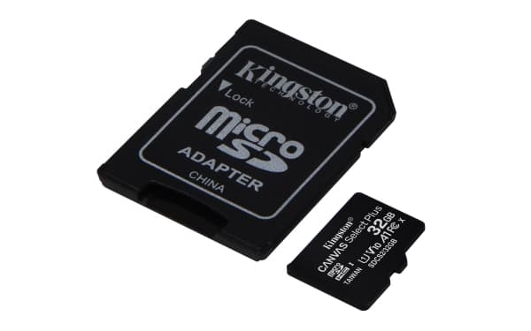 Kingston Canvas Select Plus - Flash-minneskort (adapter, microSDHC till SD inkluderad) - 32 GB - A1 / Video Class V10 / UHS Class 1 / Class10 - micro