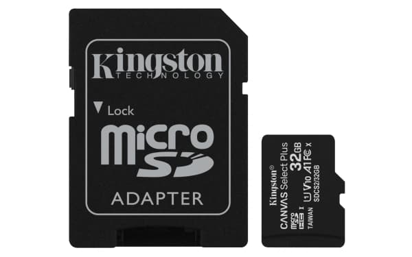 Kingston Canvas Select Plus - Flash-minneskort (adapter, microSDHC till SD inkluderad) - 32 GB - A1 / Video Class V10 / UHS Class 1 / Class10 - micro