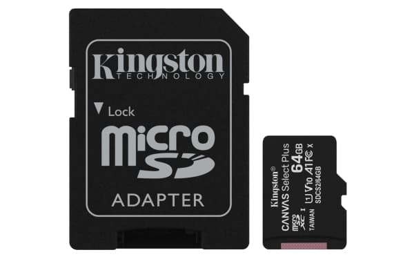 Kingston Canvas Select Plus - Flashminnekort (microSDXC til SD-adapter inkludert) - 64 GB - A1 / Video Class V10 / UHS Class 1 / Class10 - microSDXC