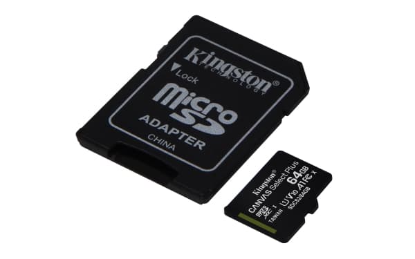 Kingston Canvas Select Plus - Flashminnekort (microSDXC til SD-adapter inkludert) - 64 GB - A1 / Video Class V10 / UHS Class 1 / Class10 - microSDXC