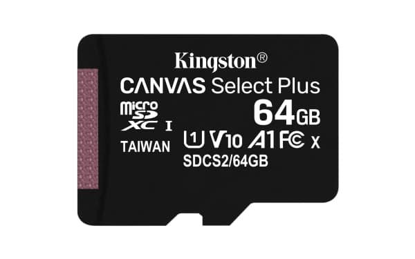 Kingston Canvas Select Plus - Flashminnekort (microSDXC til SD-adapter inkludert) - 64 GB - A1 / Video Class V10 / UHS Class 1 / Class10 - microSDXC
