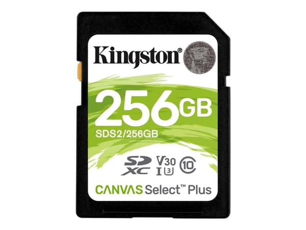 Kingston Canvas Select Plus - Flashminnekort - 256 GB - Video Class V30 / UHS-I U3 / Class10 - SDXC UHS-I