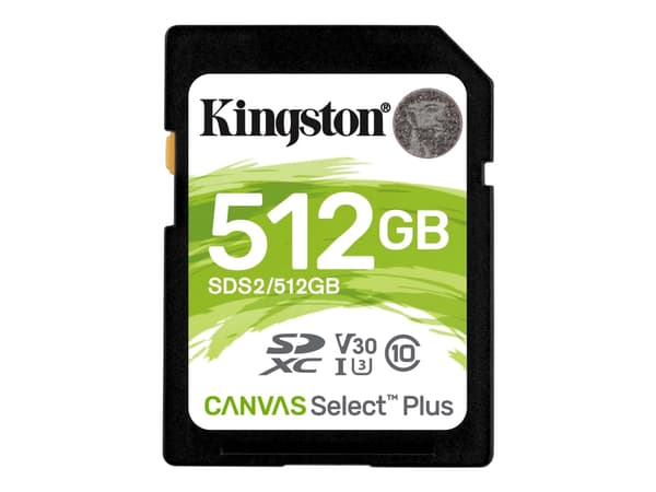 Kingston Canvas Select Plus - Flashminnekort - 512 GB - Video Class V30 / UHS-I U3 / Class10 - SDXC UHS-I