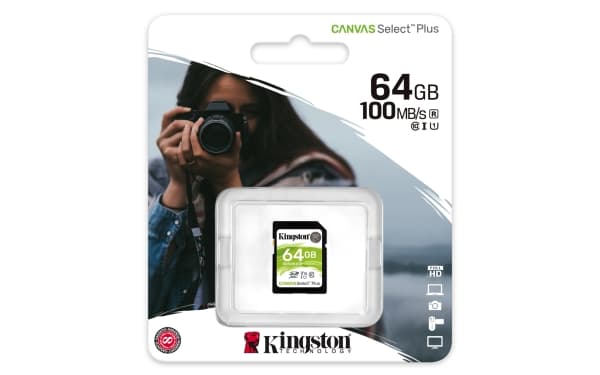 Kingston Canvas Select Plus - Flash-minneskort - 64 GB - Video Class V10 / UHS-I U1 / Class10 - SDXC UHS-I