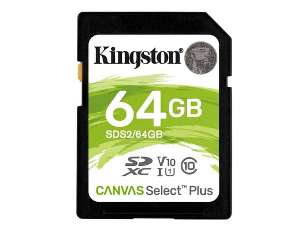 Kingston Canvas Select Plus - Flashminnekort - 64 GB - Video Class V10 / UHS-I U1 / Class10 - SDXC UHS-I
