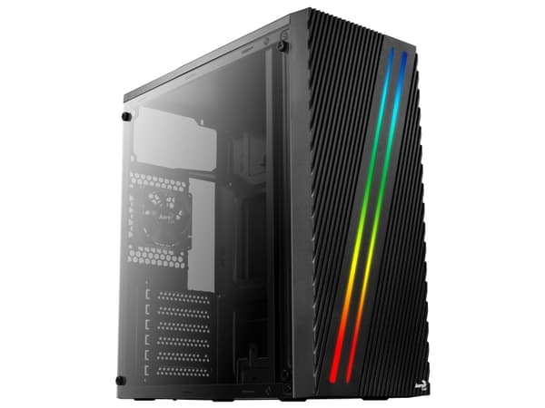 AeroCool Streak - Tower - ATX - sidepanel med vindu (akryl) - ingen strømforsyning (ATX) - svart - USB/lyd
