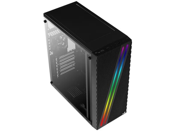 AeroCool Streak - Tower - ATX - sidepanel med vindu (akryl) - ingen strømforsyning (ATX) - svart - USB/lyd