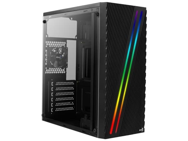 AeroCool Streak - Tower - ATX - sidepanel med vindu (akryl) - ingen strømforsyning (ATX) - svart - USB/lyd