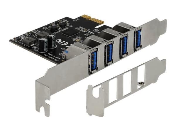Delock - USB-adapter - PCIe 2.0 lav profil - USB 3.0 x 4 Grønn