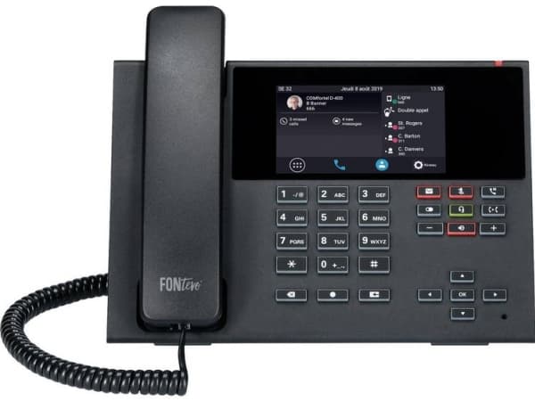 Auerswald COMfortel D-400 - VoIP-puhelin, jossa on soittajan tunnistus/puhelun odotus - 3-suuntainen puheluominaisuus - SIP, RTP, SRTP, SIPS - 6 linj