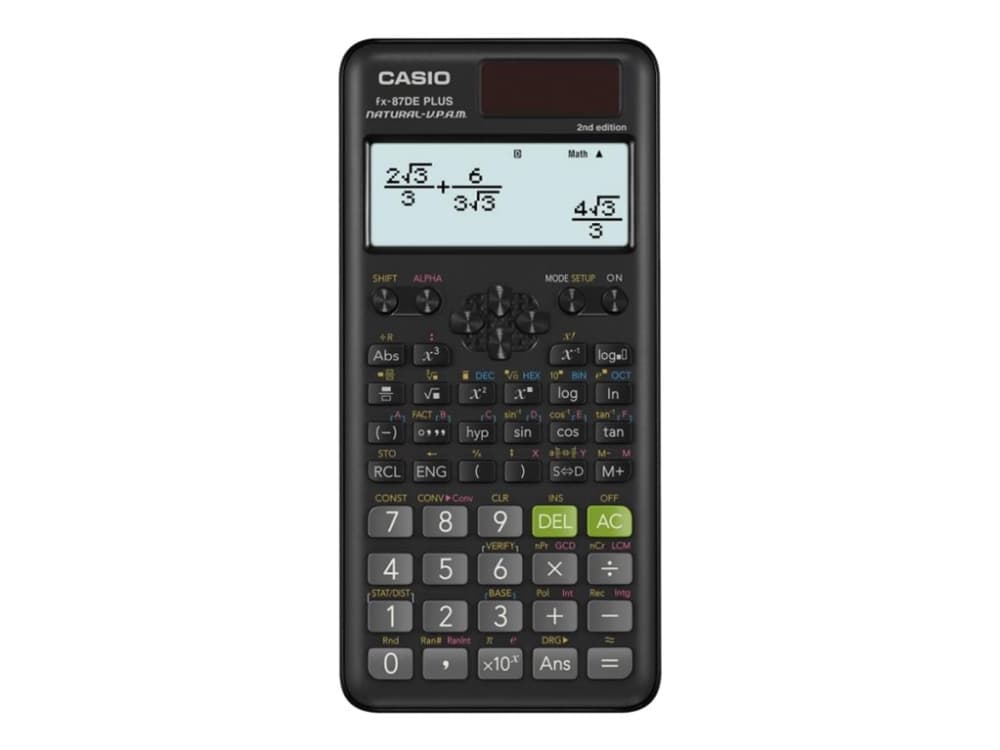 Casio FX-87DE PLUS 2nd edition - Vetenskaplig kalkylator - 10 siffror + 2 exponenter - solcellspanel, batteri