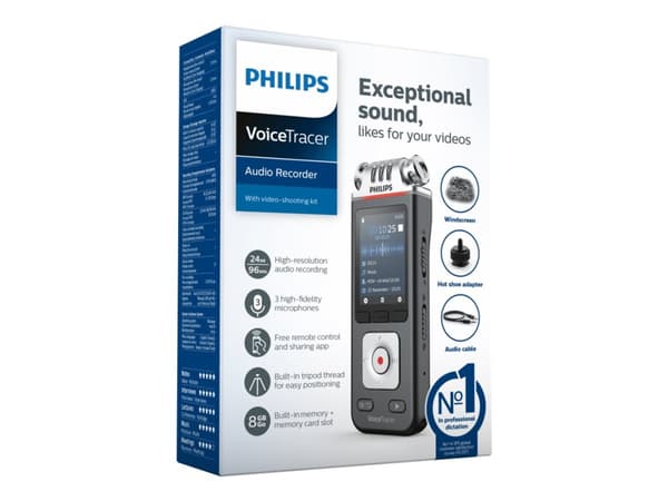 Philips Digital Voice Tracer DVT7110 - Taleopptaker - 8 GB - krom, antrasitt