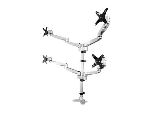 StarTech.com ARMQUADPS montering/stativ for skjerm 68,6 cm (27") Klemmer Sølv