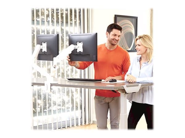 Fellowes - Monteringssett - justerbar arm - for Skjerm - stål - hvit, RAL 9016 - skjermstørrelse: 10"-39" - klemmemonterbar, malje, skrivebordsmonter