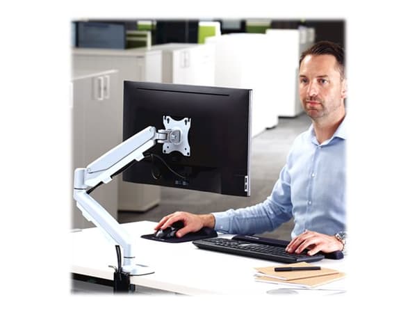 Fellowes - Monteringssett - justerbar arm - for Skjerm - stål - hvit, RAL 9016 - skjermstørrelse: 10"-39" - klemmemonterbar, malje, skrivebordsmonter