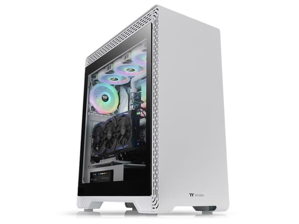Thermaltake S500 TG - Tempered Glass Snow Edition - tower - ATX - sidepanel med vindu (herdet glass) - ingen strømforsyning (PS/2) - hvit - USB/lyd